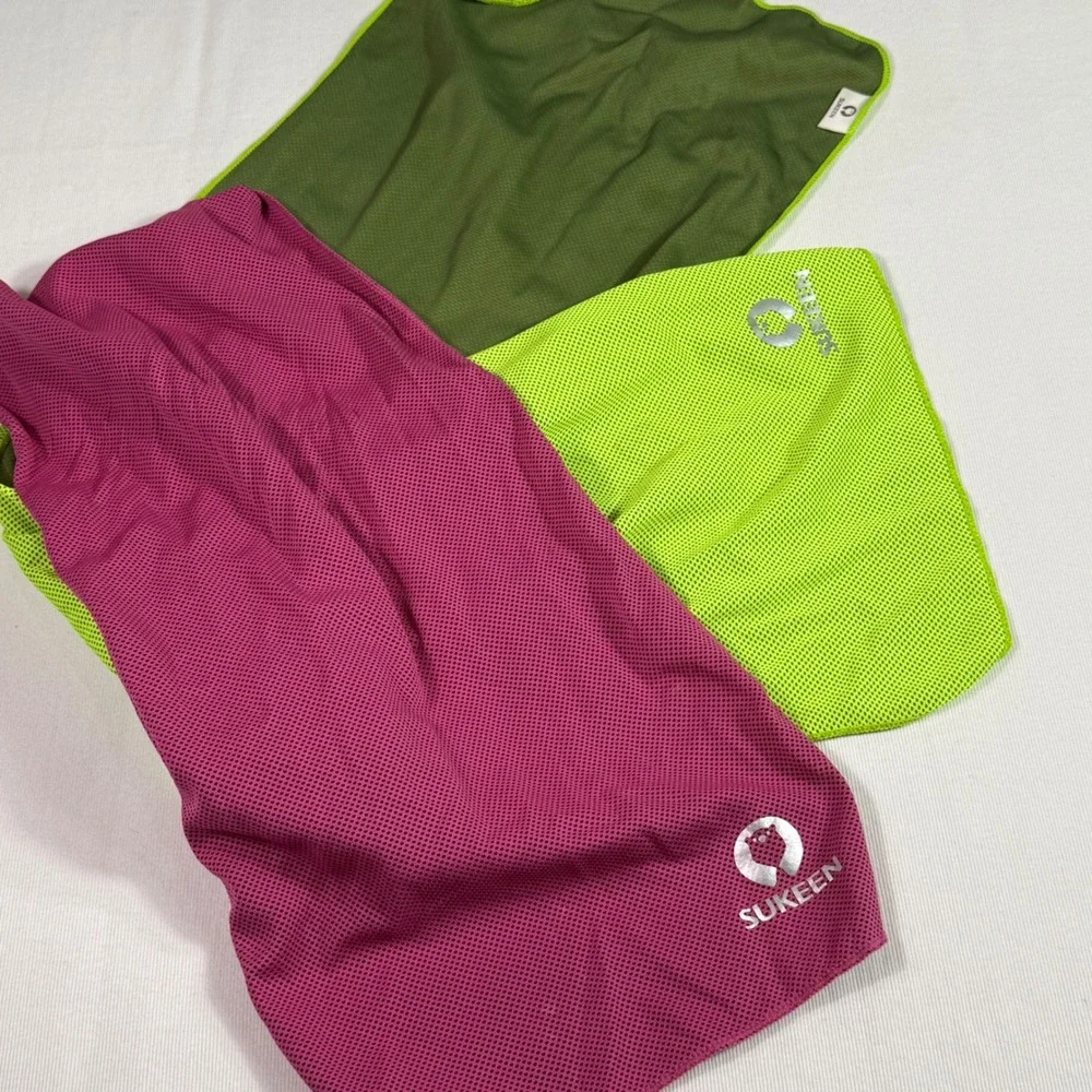 SUKEEN Cooling Towel Set 2 Pink Green Instant Cold Ice Sports Gym Workout Travel
